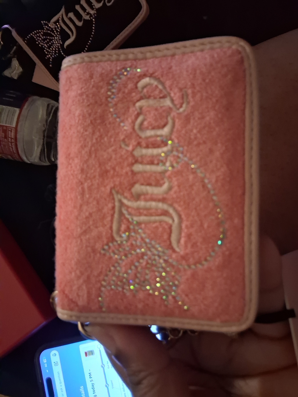 Juicy Couture Cream and Black Logo Key Wallet